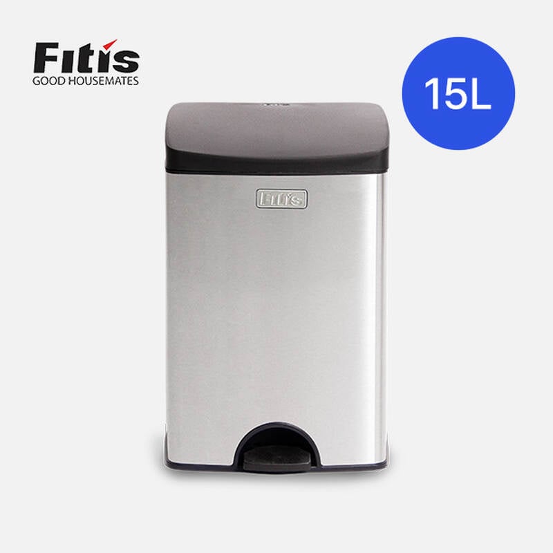 Th&ugrave;ng R&aacute;c Inox Fitis Premium 15L - Vu&ocirc;ng đạp thấp - 3 M&agrave;u (Inox mờ, Trắng, Đen) - SPS1-901, SPS1-904, SPS1-903 image number null